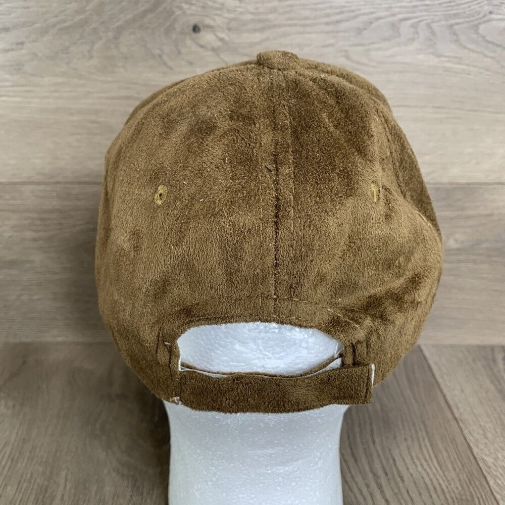 Faux Suede Brown Ball Cap Adj Hook & Loop Closure 100% Polyester Lightweight - Picture 4 of 9